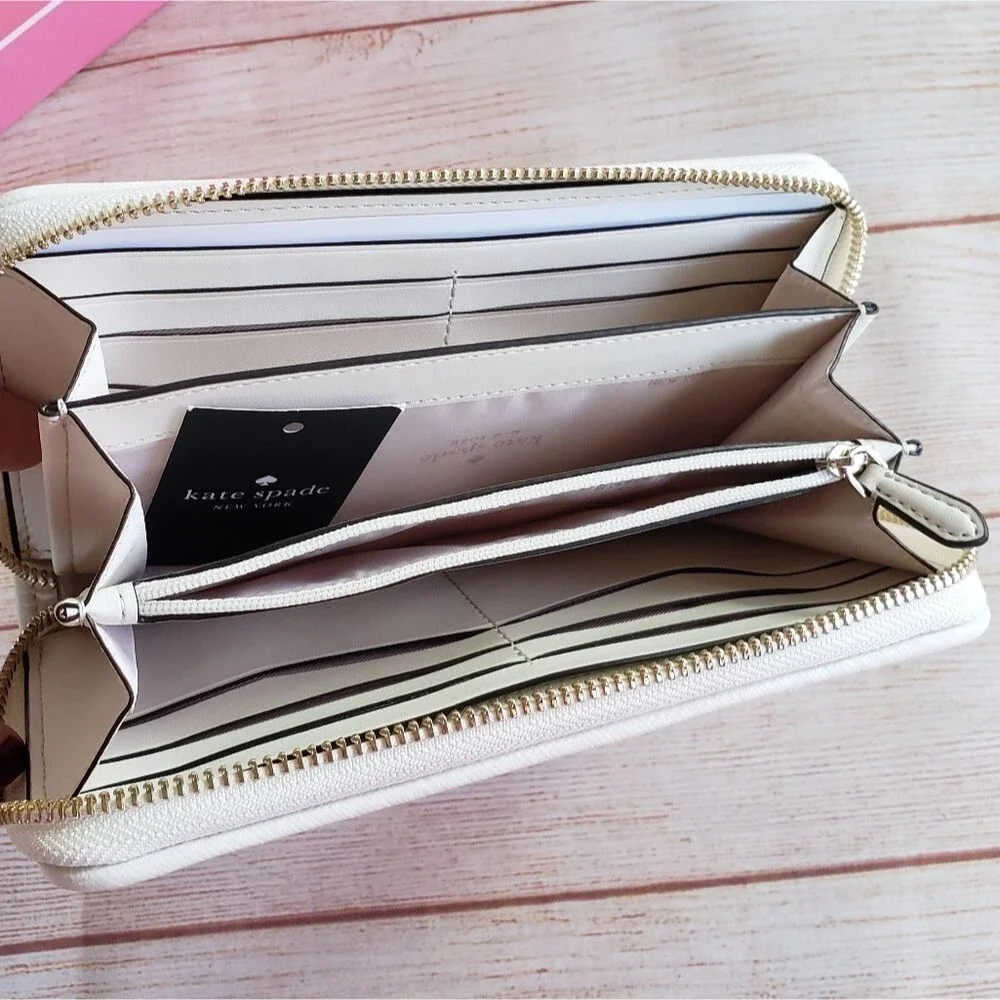 Kate Spade Staci Garden Bouquet Floral Straw Large Continental Wallet Gift Box